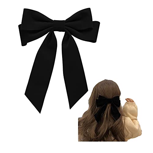 Black Velvet Hair Bow Clips Alligator Clips for Hair Bows Hair clips for Women Girls French Barrette Large Bowknot Hair Clip for Bride Wedding Hairpin