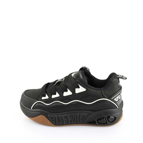 Patin Buffalo Hero Skate en cuir synthétique résistant, finition noire et blanche soignée