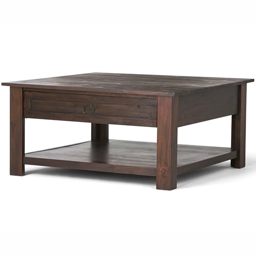 SIMPLIHOME Monroe Square Coffee Table - 38 inch Wide Solid