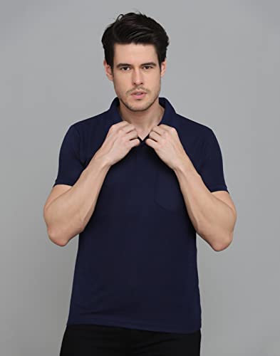 Image of INKKR Men's Polo Neck Half Sleeve Cotton Blend Regular Fit T-Shirt With Pocket