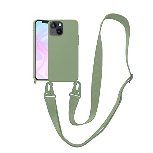Image of Compatible with iPhone 14 Case with Lanyard Crossbody iPhone Case with Strap Adjustable Shockproof Drop Protection Silicone Phone Cover for iPhone 14 6.1'' Mint Green