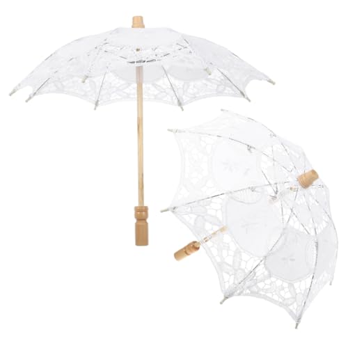 Parapluie dentelle mariage de qualité supérieure avec manche en bois stable