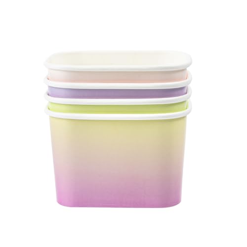 Image of Restaurantware Paper Cups 200 Count 12 Ounce Square Disposable Ice Cream Containers, Leak-Resistant Paper Dessert To Go Cups, Hot And Cold Food, Durable Assorted Ombre Design