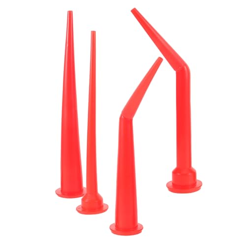 Sosoport 4 Piezas Boquilla Roja para Pistola de Silicona Gel Flexible y Aplicación Fácil, Diseño Alargado y Curvado Adecuado para Reparación de Coches y Mejoras Hogar