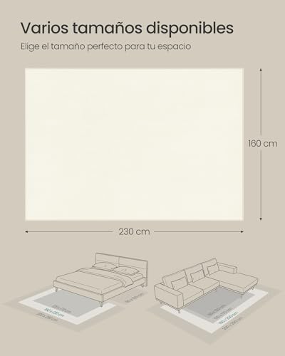 Miniatura 2 de SONGMICS Alfombra, 160 x 230 cm, Alfombra Antideslizante, Decoración del Hogar, para Salón, Dormitorio, Lavable a Máquina, Estilo Moderno, Blanco Crema TAR013WZ02