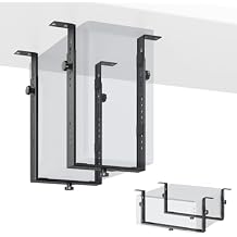 PUTORSEN Under Desk PC Mount for Mid/Mini-Tower Cases - Vertical/Horizontal CPU Holder up to 77 lbs, Space-Saving Computer Rack for ATX/Micro-ATX/Mini-ITX Black