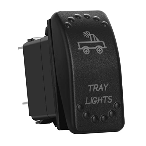 Image of Green Backlit Rocker Switch 5 Pin ON-Off Laser Etched Button Switch with Wires for Car Marine Boat UTV 20A /12V 10A /24V (Tray Lights)
