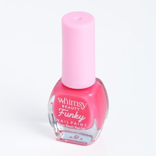 Image of Whimsy Beauty Glossy Finish Nail Polish for Kids Girls | Peel Off Water Based Nail Colour with Non Toxic Formula | Safe Play Nail Paint for Daughters | 4 to 16 Years | Organic | 6 ml (Pink