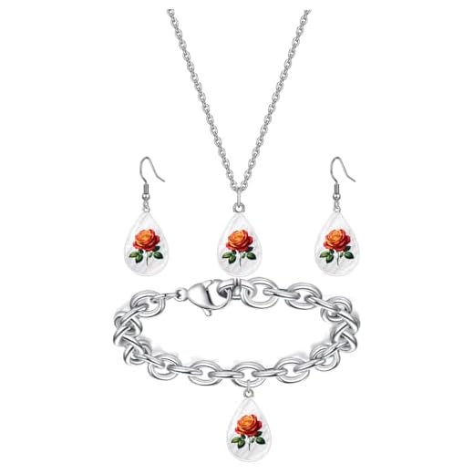 SENFAI Conjunto de joias de cereja com acessórios de morango, pulseira de brincos vermelhos e frutas fofas, colar de beija-flor criativo, Medium, Metal, Sem Pedra Preciosa