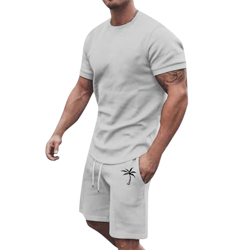 Survêtement d'été 2025 pour homme ensemble grande taille gris clair XXXXL