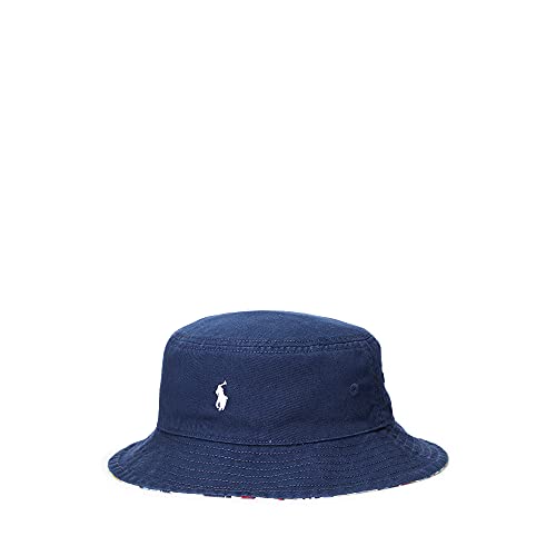 Polo Ralph Lauren Little Boys Reversible Cotton Oxford Bucket Hat (Navy(8001)/Multi, 4-7) #TOP1