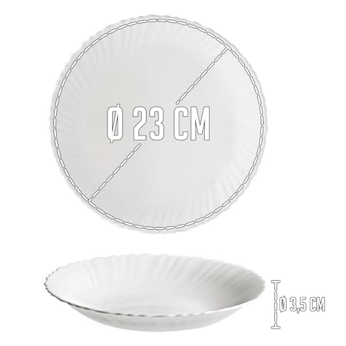 Miniatura 2 de Ac - Pack De 6 Platos Hondos - Modelo Titán - Ø 23 Cm - Vidrio Opal - Apto Para Lavavajillas Y Microondas - Ideal Para El Hogar, Cocina Y Hostelería