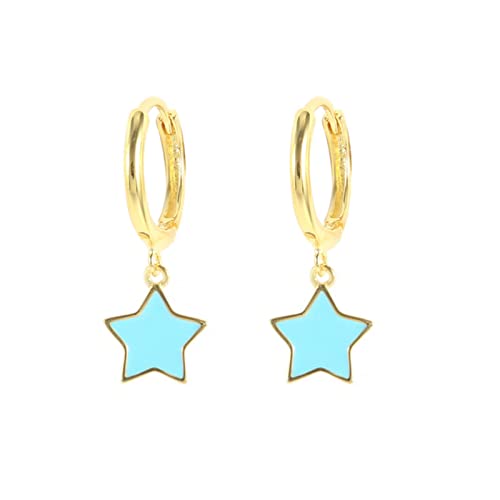 Boucles d'oreilles lune étoile argent 925 anti-allergie émail