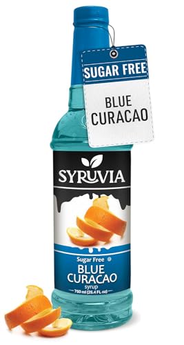 Syruvia Sugar Free Blue Curacao Syrup, Flavored Syrup For Cocktails, Drinks, Lemonades, Iced Teas, And Desserts – 25.4 Fl Oz