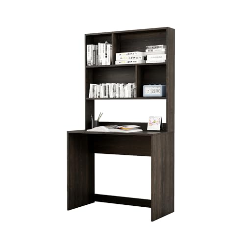 Image of Bniture Wooden Study Table for Home | Engineered Wood Study Table with Book Shelf | Multi Purpose Computer Desk for Writing & Study | Laptop Table for Study Room, Office & Workstation | Flower Wenge