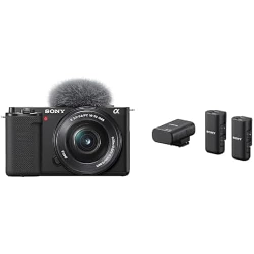Sony Alpha ZV-E10L con Lente de Kit Power Zoom de 16-50 mm f/3.5-5.6 y micrófono ECM-W3