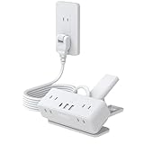 エムサイン(Mscien) 電源タップ クリップ 延長コード 3m usb付き 1個usb-c 2個usb-a 6個ac口 はさめる usb コンセント タップ テーブルタップ たこあしコンセント タコ足配線 分岐 スイングプラグ 壁掛け 卓上 おしゃれ 雷ガード 吊り下げ