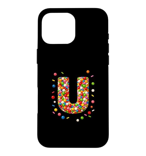 Letter U Candy Rainbow Sprinkles Monogram Men, Women, Kids �X�}�z�P�[�X iPhone 16 Pro Max �p