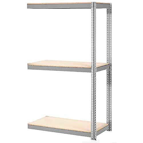 Global Industrial Expandable Add-On Rack 96x36x84 3 Level Wood Deck 1100 lb. Cap Per Level Gry