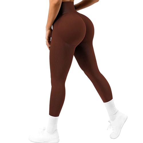 Getervb Legging de Sport Femme Push Up Taille Haute Pantalon Yoga Scrunch Butt Lift Slim Fit Collants de Compression pour Gym Fitness Jogging Yoga