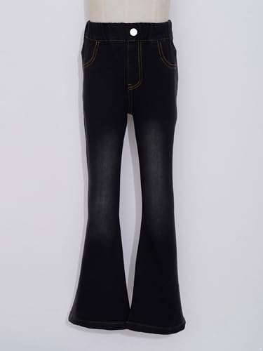 Kids Girls Bell-Bottom Denim Jeans Pants Casual Elastic Waistband Slim Boot-Cut Jeans Casual Wear3