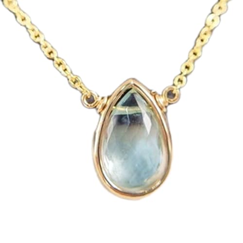 Pendentif poire aigue-marine verte au quotidien, collier chakra de la gorge