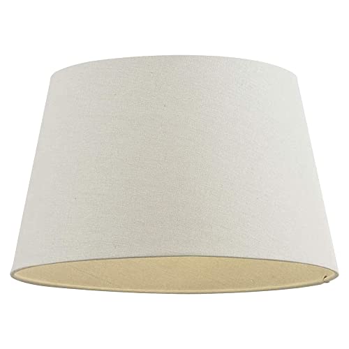 National Lighting Modern Lampshade Ivory Linen Effect Fabric Lampshades - 14-Inch Tapered Light Shade - 60W 240V E27/B22 GLS Incandescent or LED (Not Included)