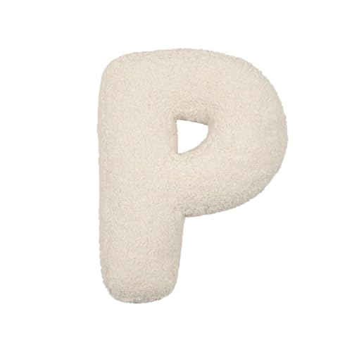 LAKEMON Coussin en Peluche avec Lettres anglaises, Coussin décoratif en Forme de Lettre Initiale, pour canapé, Chambre à Coucher, Salon (P)