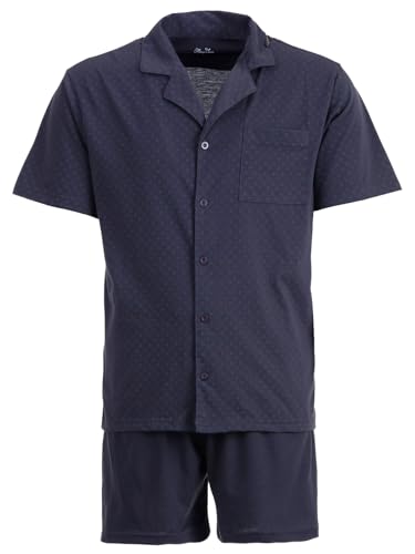 Henry Terre Herren Pyjama Shorty Karl mit Kreuz-Muster Schlafanzug Set M-5XL Baumwolle durchgeknöpft Shorts & Kurzarm-Shirt Elegantes Design...