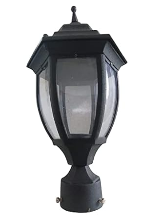 B22 Holder Metal Gate Light for Pillar (48x24x24cm, Black) (Bulbs not Included)