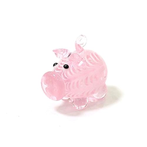 LiuliuBull - LiuliuBull Mini Figurines Mini Figurines Pigurines Main Murano Handmade Pendentif Mignon Mignon Tiny Animal Crafts Ornements Accueil Fairy Jardin Décor Accessoires (Color : Pink, Size : About 2.7cm)