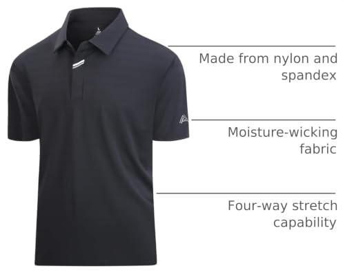 Image of Damipow Premium Golf Shirts for Men Dry Fit Performance Polo Short Sleeve Collared Shirt