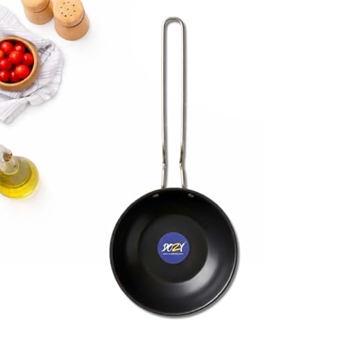 Image of DOZY 12cm Non Stick Tadka Pan /Fry Pan, Cherry, Pack of 1 | Heavy-Duty Construction, Stainless Steel Handle, Scratch Resistant, Non-Toxic & Durable
