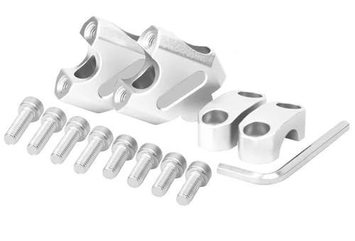 Rehausseur de guidon de moto universel noir et argent pour tubes de 22mm et 28mm