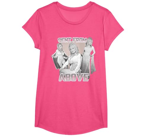 Dolly Parton Sent from Above Retro T-Shirt, Girls, Pink Heather, Large