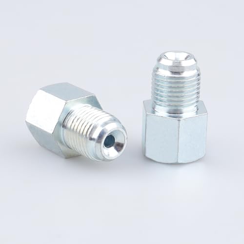 Image of AC PERFORMANCE 3 /8x24 Inverted to 7 /16x24 Male Fittings Zinc Steel 2PCS | Female inverted to male thread adapter, zinc-coated steel for automotive brake lines