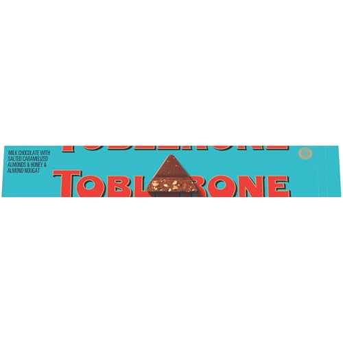 TOBLERONE Milk Chocolate Bar with Salted Caramelized Almonds and Honey and Almond Nougat, 3.52 oz