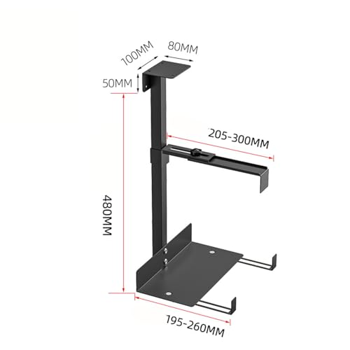 Soporte Ajustable para CPU de PC Gaming Bajo Escritorio, Tubo Cuadrado de Metal Ajustable 20.5-30 cm, Soporte para Torre de Computadora Mediano-Grande (Negro) miniatura 2