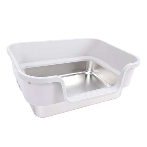 Caja de arena para gatos de acero inoxidable 17.51x13.38x4.33 in miniatura 1