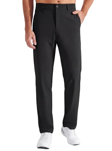 INCERUN Golf Pants for Men Stretch Relaxed Fit Quick Dry Lightweight Water Resistant UPF 50+ Work Casual Dress Pants Comfy Anti-Slip Trousers with Pockets Black Large
