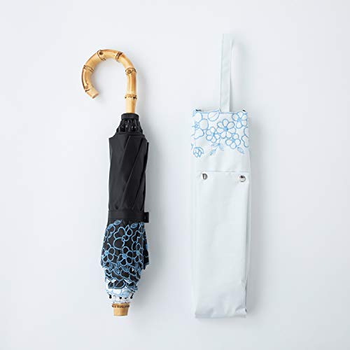 日傘 UVカット 100 遮光 遮熱 折りたたみ傘 晴雨兼用 ラミネート生地 クールプラス【LIEBEN-0523】花柄刺繍 ホワイト 4枚目