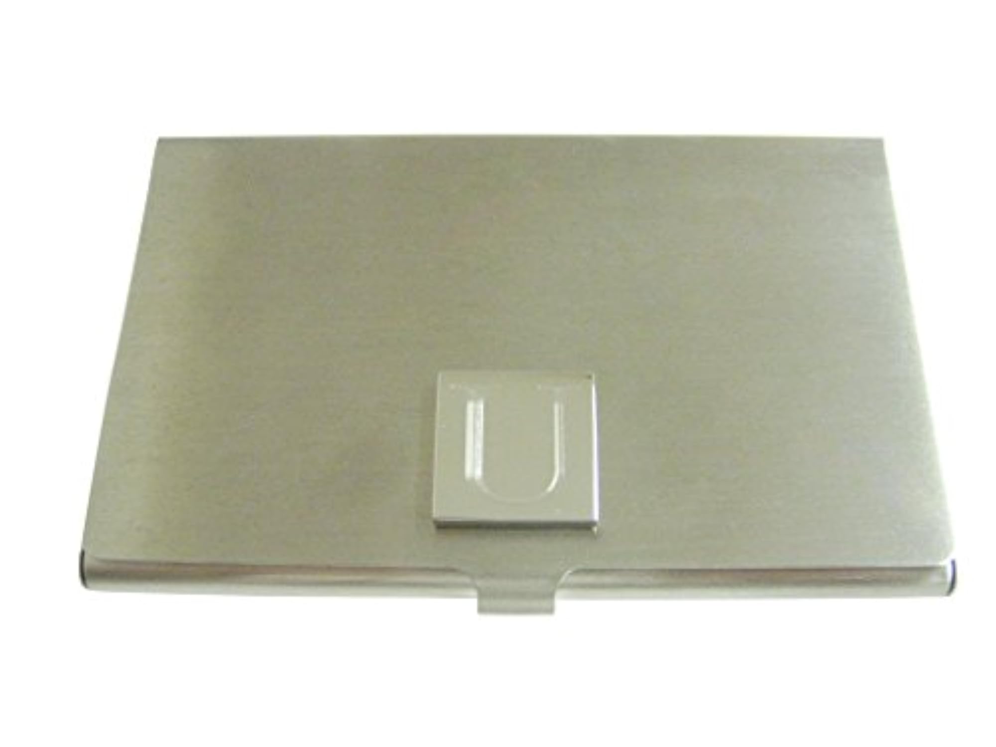 Letter U Etched Monogram Business Card Holder