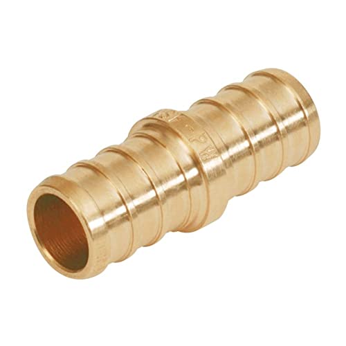VENTRAL PEX Fittings, 25 Pex Fittings 1/2 Inch Straight Coupling Barbed Connector Crimp Brass for Pipe Tubing, No Lead