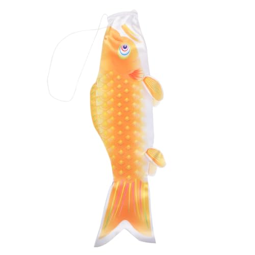 Toyvian Serpentina de Carpa de Colores Largo Beto Colgante decoración Japonesa al Aire Libre Mangas de Viento Colgando Adornos de Pescado decoración del jardín koi satín Golden
