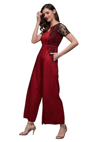 Image of Miss Chase Women's Self Design Cut-Out Georgette Jumpsuit