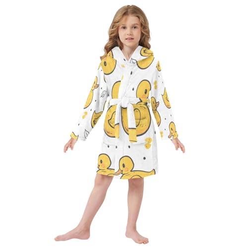 Cute Yellow Duck Hooded Robes Sleepwear, Warm Printed Bath Robe Soft Fuzzy Bathrobe2