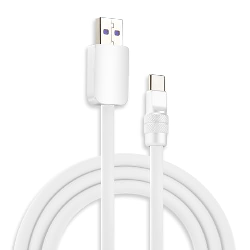 Image of chubbycable Chubby 2.0 Fast Charging Cable Durable Soft Silicone USB C Cable 120W Extra Thick Phone Charger Cord Data Transfer Cord, White+White, USB-A to Type-C, 19.6 FT
