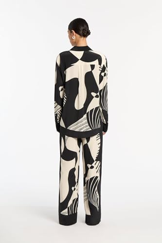 Wuitrie Womens 2 Piece Outfits Casual Print Long Sleeve Button Down Shirt Elastic Waist Wide Leg Pants Sweatsuit Sets4