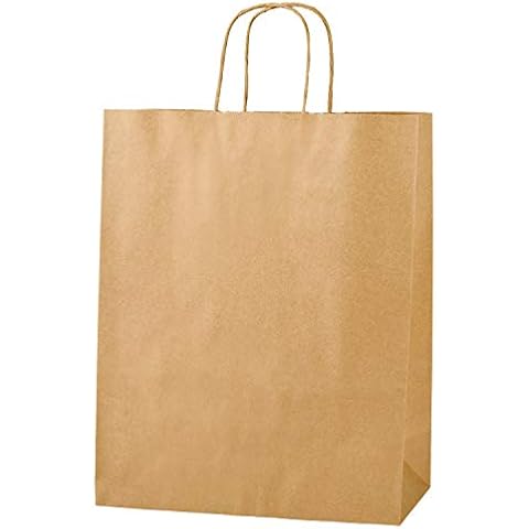 Thepaperbagstore 30 Brown Paper Carrier Bags with Strong Twisted Handles - Medium - 250x110x310mm / 10"x4.5"x12" Cover