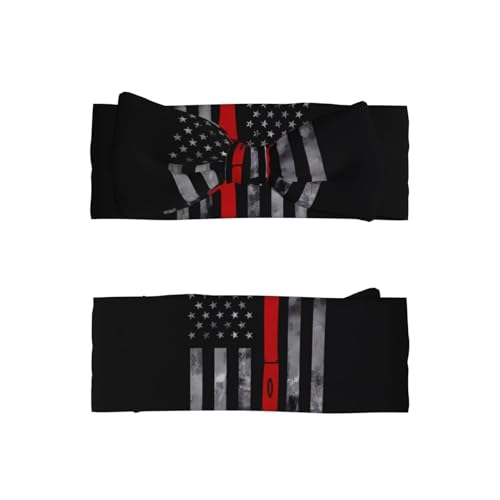 Stretchy Soft Firefighter Axe Red Line Flag Print Bows Headband for Baby - Full Moon Gift, Cute Hair Accessories for Newborns, Infants2